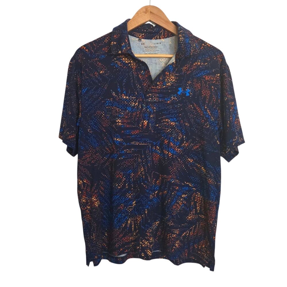 Under Armour The Playoff Polo Loose Short Sleeve Golf Colorful Pattern Shirt - L